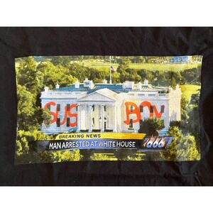 Sus Boy White House Man Arrested Graphic T Shirt Small Black Suspect Print Tee